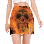 Fire Skull Print Side Slit Mini Skirt