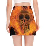 Fire Skull Print Side Slit Mini Skirt