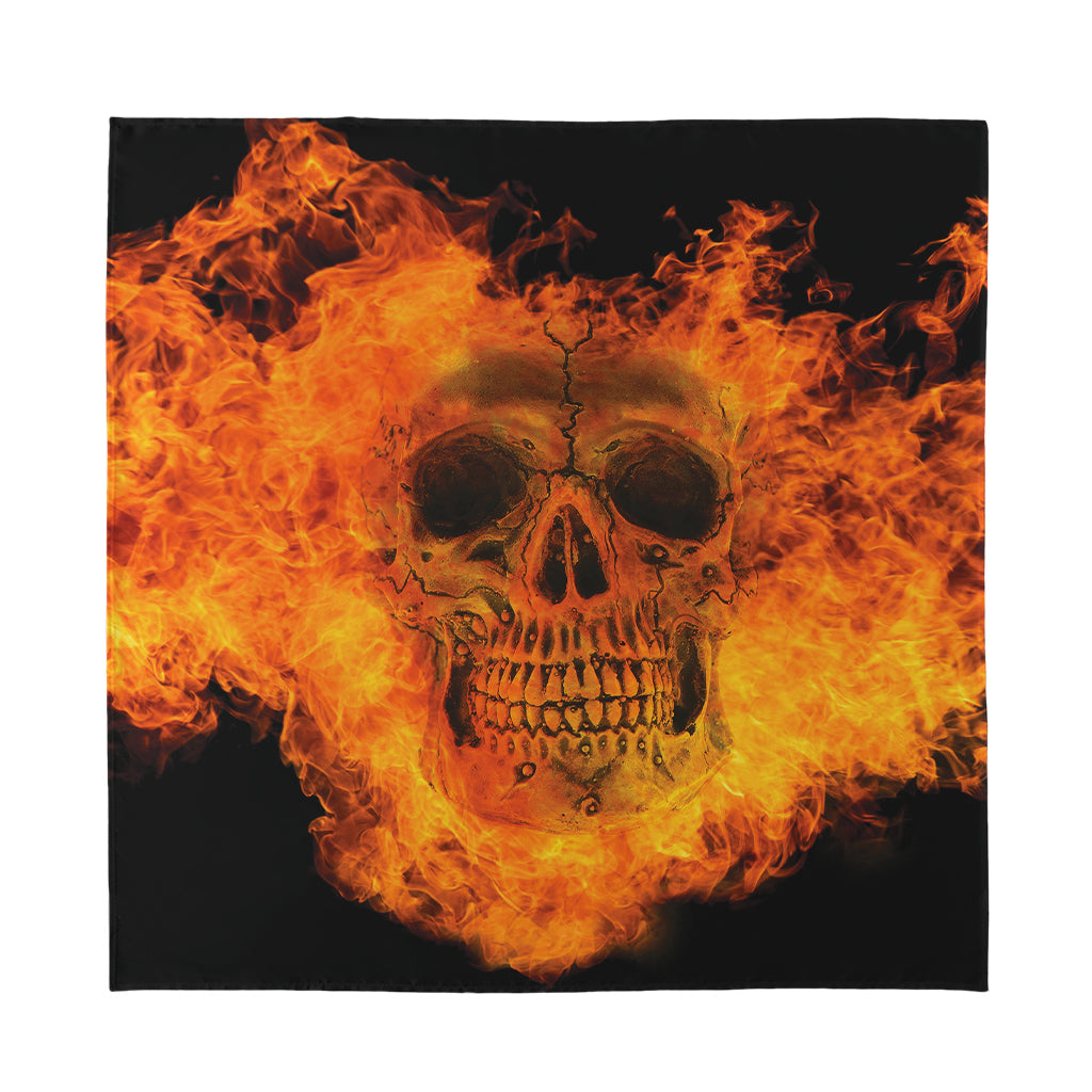 Fire Skull Print Silk Bandana