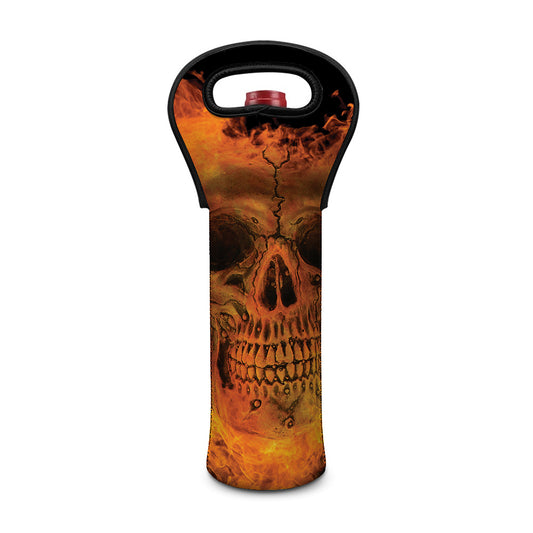 Fire Skull Print Single Neoprene Wine Tote