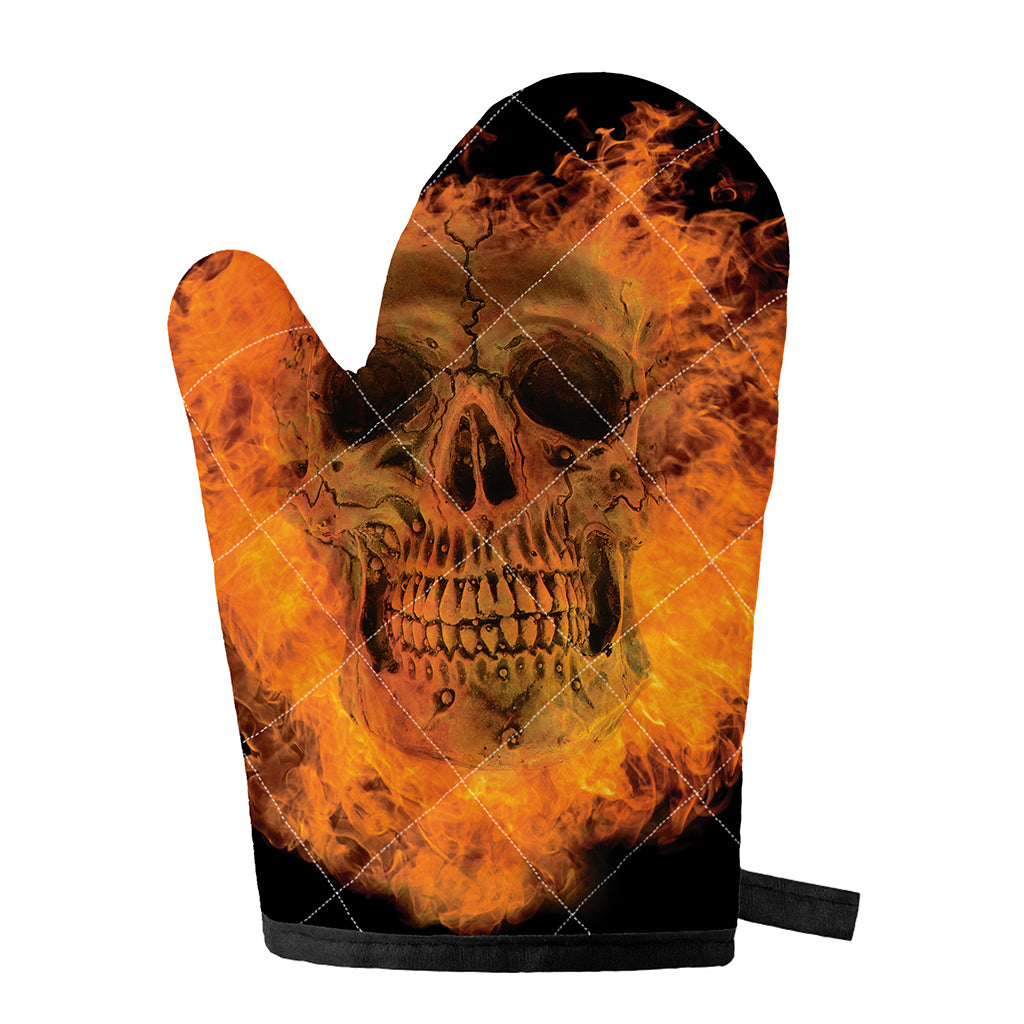Fire Skull Print Single Oven Mitt