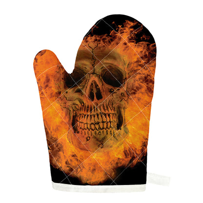 Fire Skull Print Single Oven Mitt
