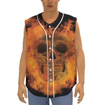 Fire Skull Print Sleeveless Baseball Jersey