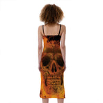 Fire Skull Print Slim Fit Midi Cami Dress