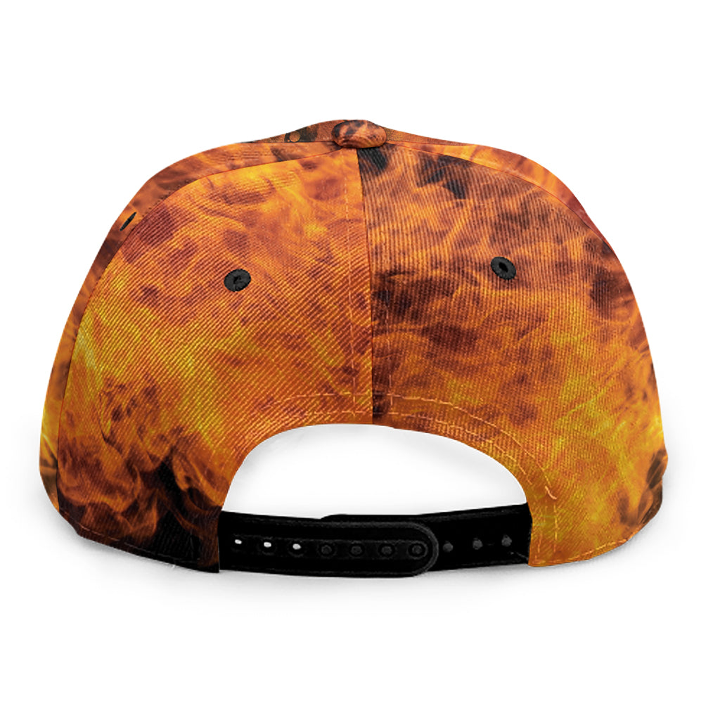 Fire Skull Print Snapback Cap