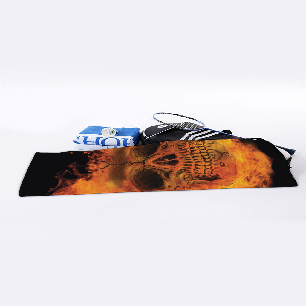Fire Skull Print Sports Towel