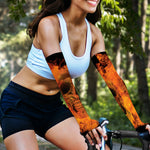 Fire Skull Print Sun Protection Arm Sleeves