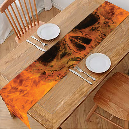 Fire Skull Print Table Runner