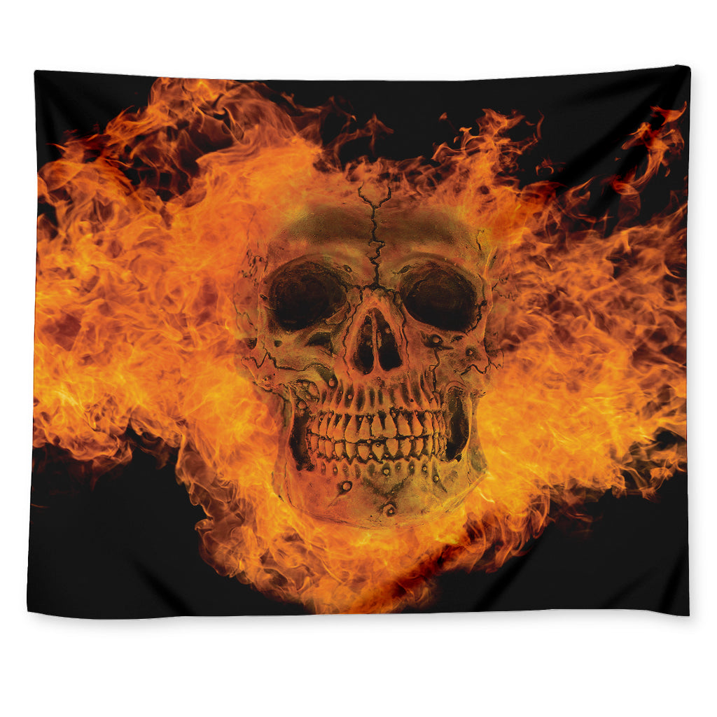 Fire Skull Print Tapestry