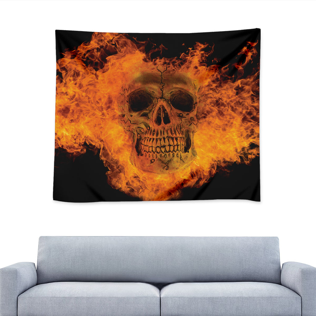 Fire Skull Print Tapestry