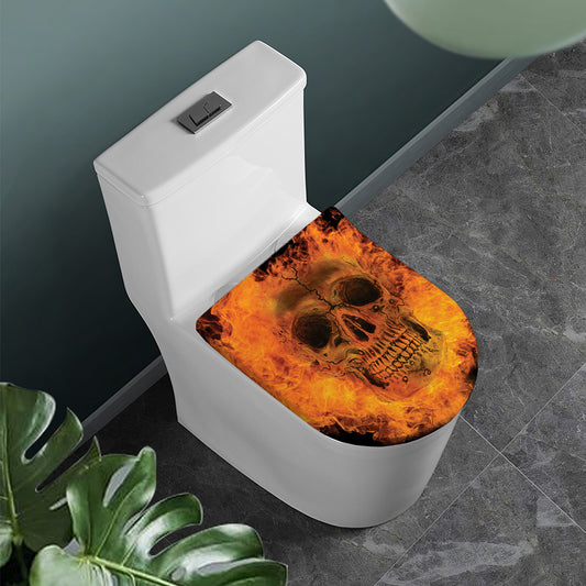 Fire Skull Print Toilet Lid Cover