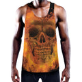 Fire Skull Print Men's Workout Tank Top