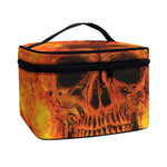 Fire Skull Print Travel Makeup Bag
