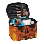 Fire Skull Print Travel Makeup Bag