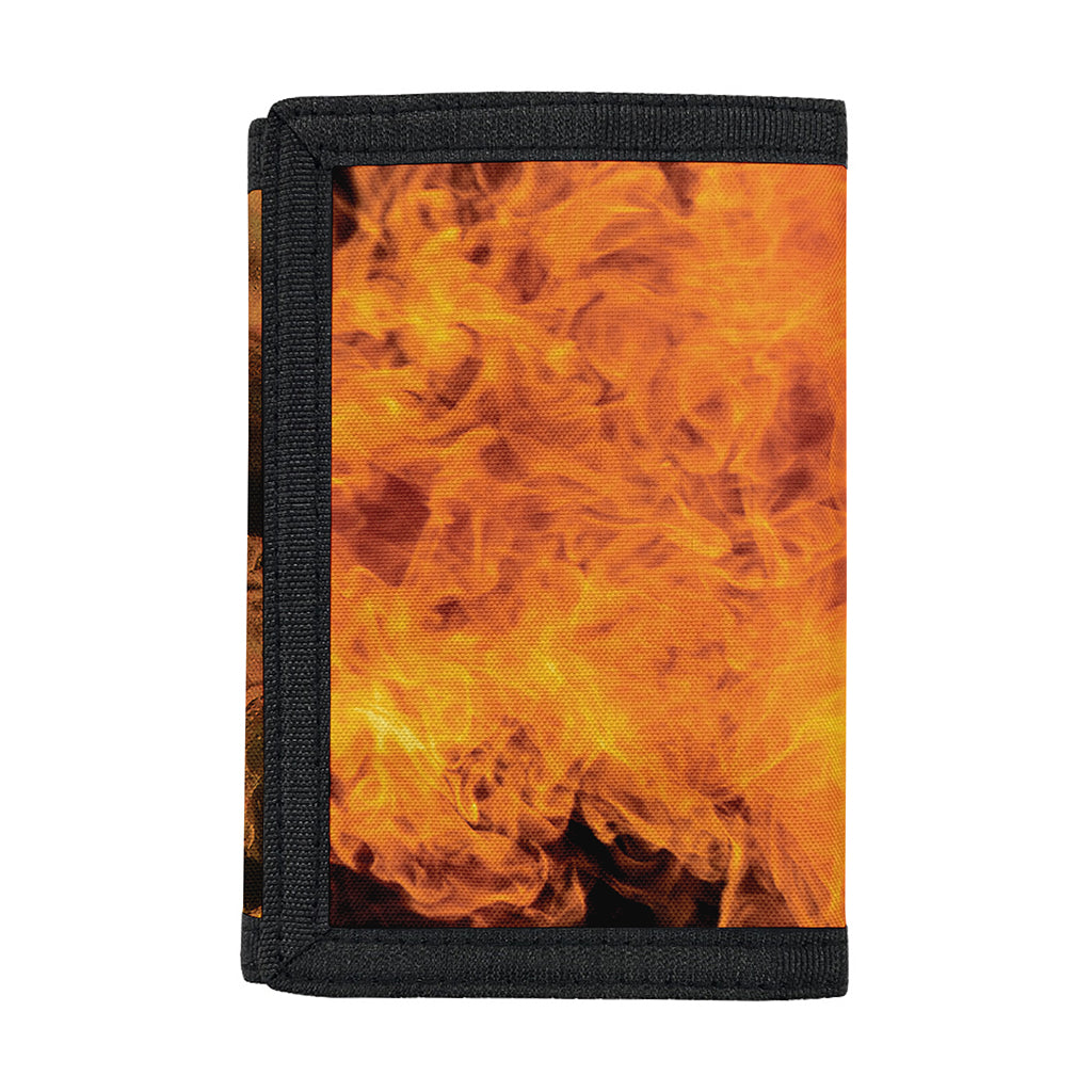 Fire Skull Print Trifold Wallet