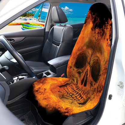 Fire Skull Print Waterproof Car Seat Cover