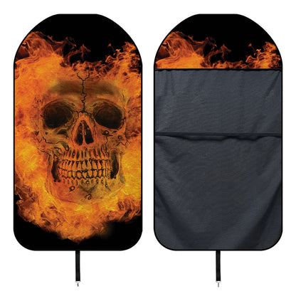 Fire Skull Print Waterproof Car Seat Cover
