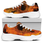 Fire Skull Print White Chunky Shoes