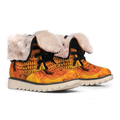 Fire Skull Print Winter Boots