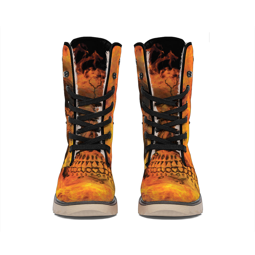 Fire Skull Print Winter Boots