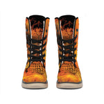 Fire Skull Print Winter Boots
