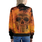 Fire Skull Print Women's Bomber Jacket