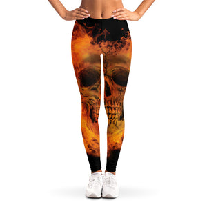 Fire Skull Print Women's Leggings