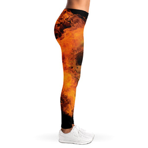 Fire Skull Print Women's Leggings