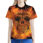 Fire Skull Print Women's Polo Shirt