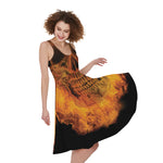 Fire Skull Print Women's Sleeveless Dress