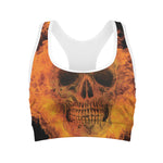 Fire Skull Print Women's Sports Bra