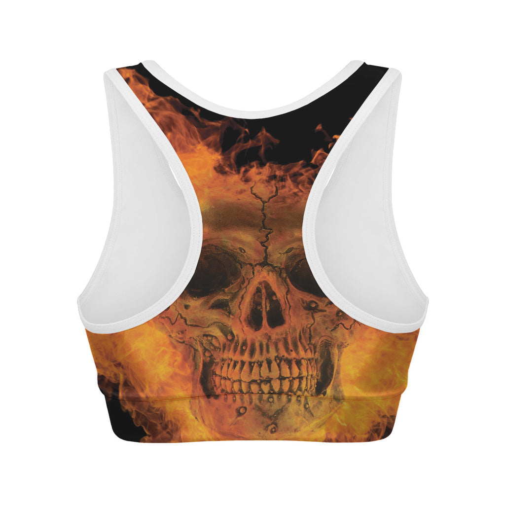 Fire Skull Print Women's Sports Bra