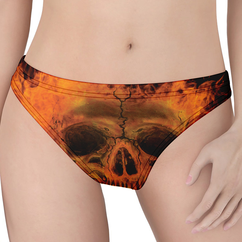 Fire Skull Print Women's Thong