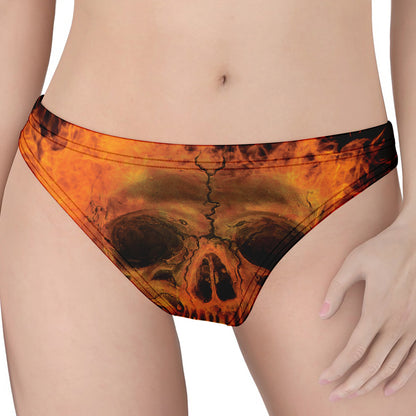 Fire Skull Print Women's Thong