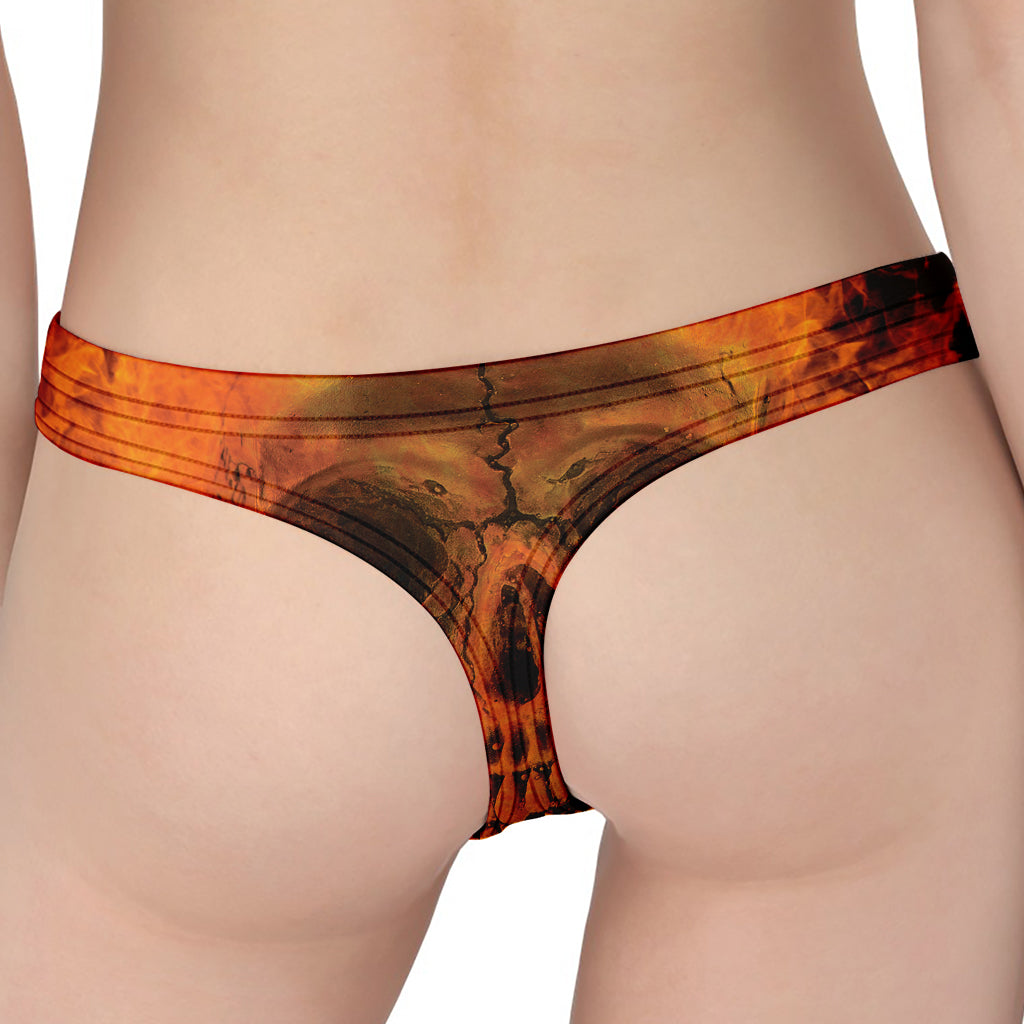 Fire Skull Print Women's Thong