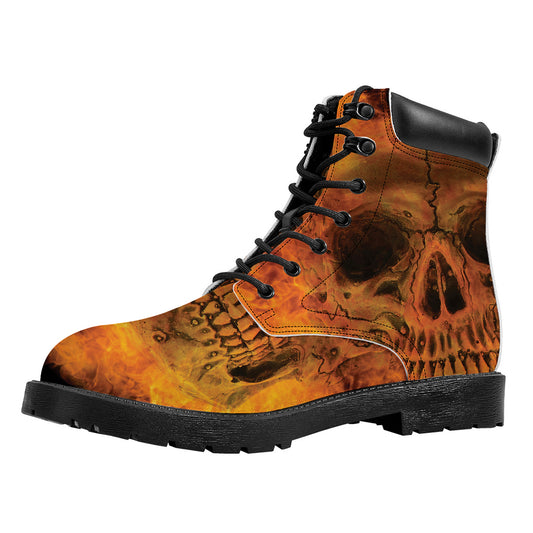 Fire Skull Print Work Boots