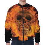 Fire Skull Print Zip Sleeve Bomber Jacket