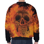 Fire Skull Print Zip Sleeve Bomber Jacket