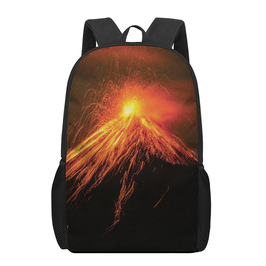 Fire Volcano Print 17 Inch Backpack
