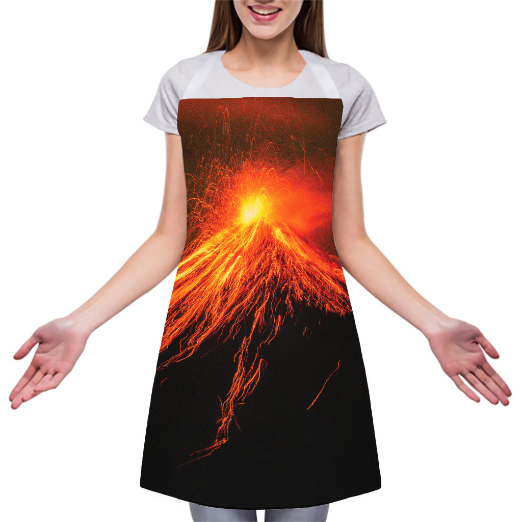 Fire Volcano Print Adjustable Apron