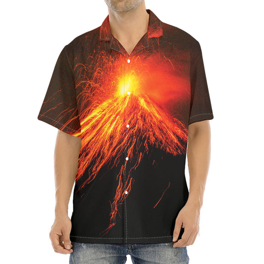 Fire Volcano Print Aloha Shirt