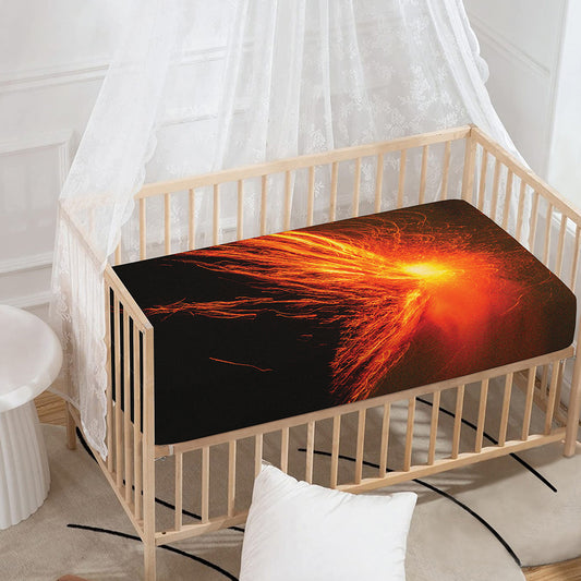 Fire Volcano Print Baby Crib Sheet