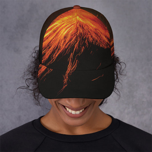 Fire Volcano Print Baseball Cap