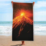 Fire Volcano Print Beach Towel