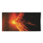 Fire Volcano Print Beach Towel