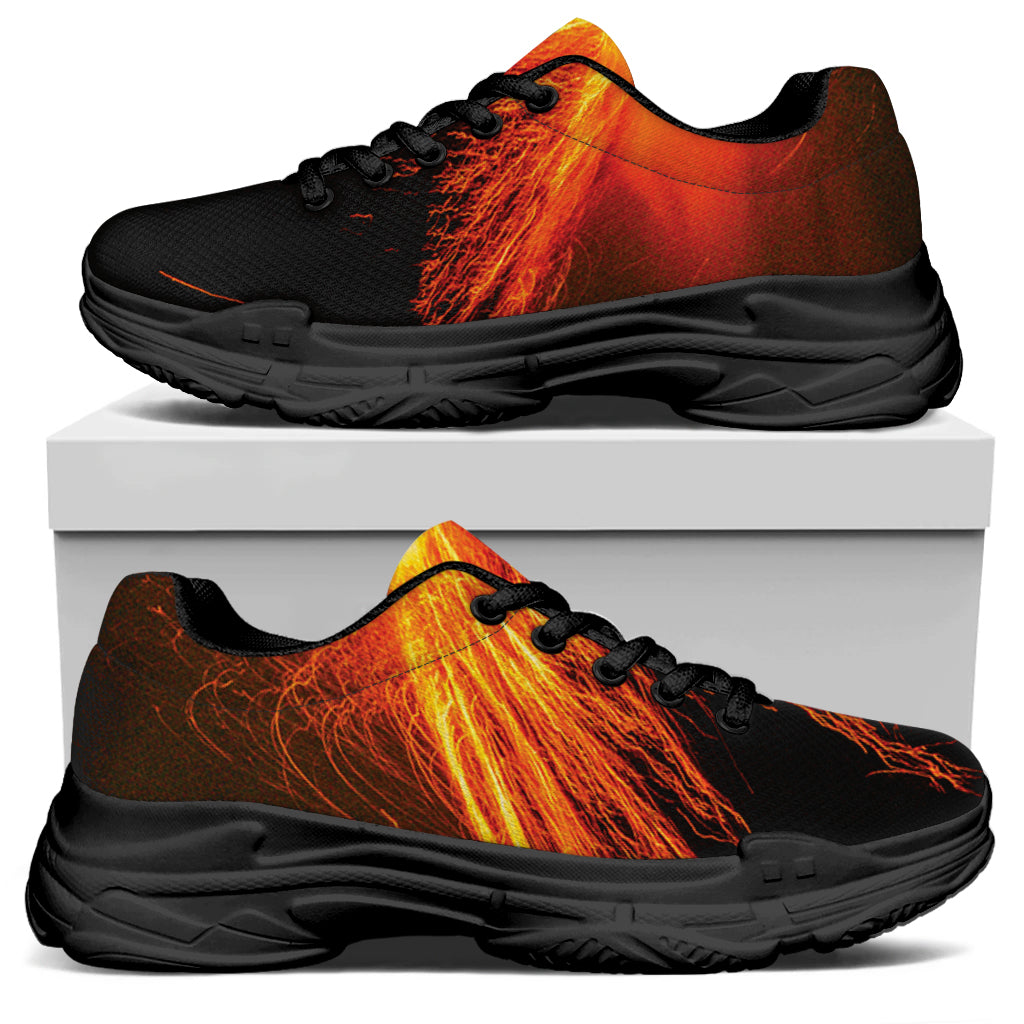 Fire Volcano Print Black Chunky Shoes
