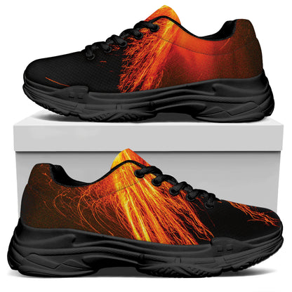 Fire Volcano Print Black Chunky Shoes
