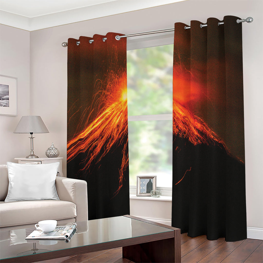 Fire Volcano Print Blackout Grommet Curtains