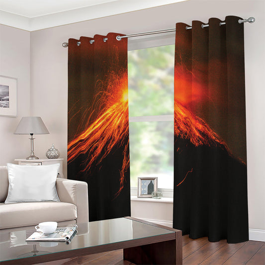Fire Volcano Print Blackout Grommet Curtains