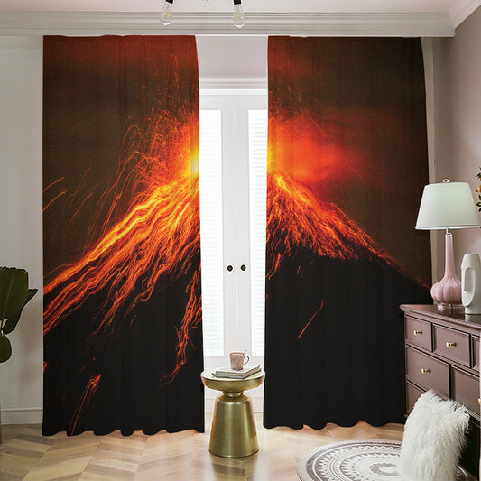 Fire Volcano Print Blackout Pencil Pleat Curtains